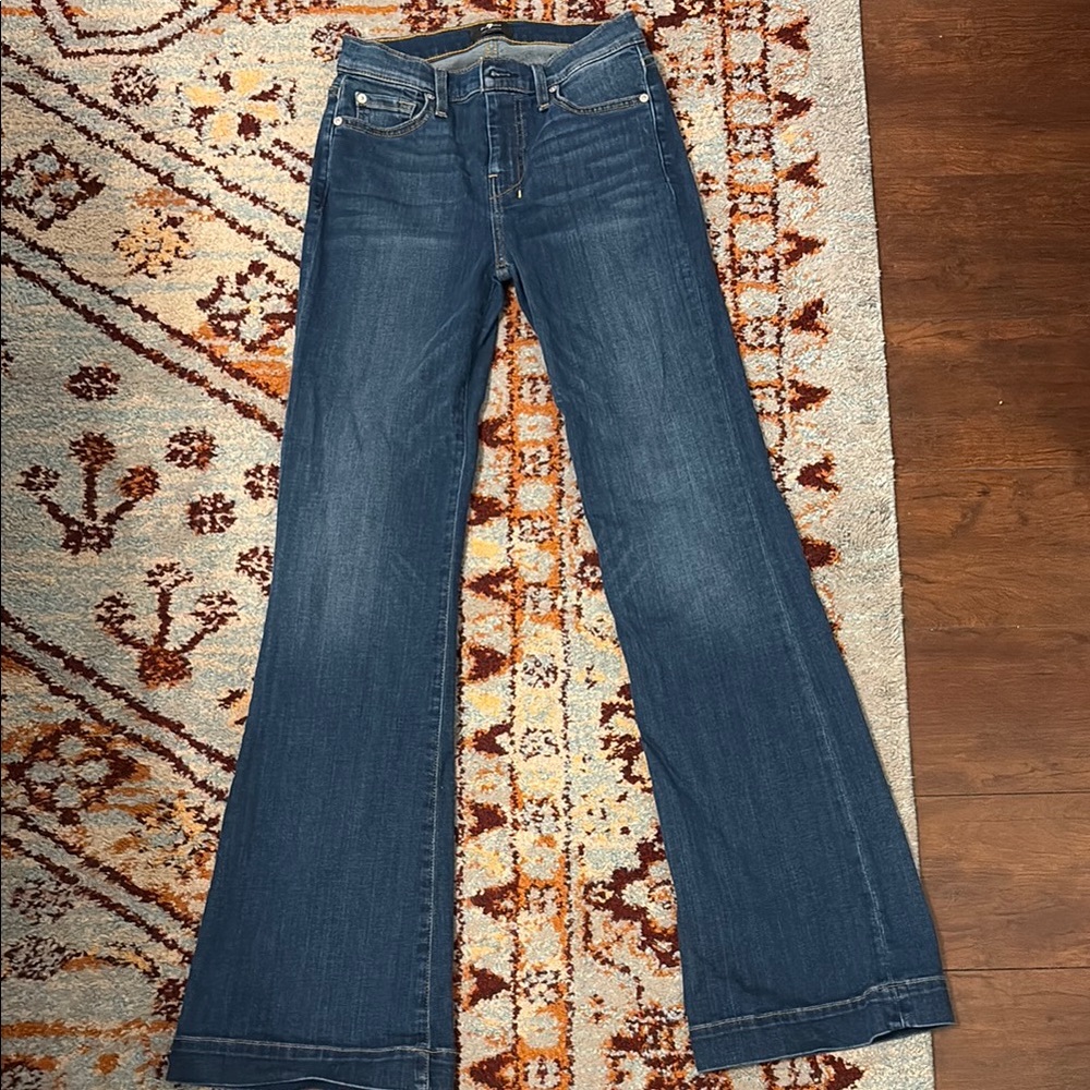 7 For All Mankind Dojo Wide Leg/Flare Dark Wash Jeans